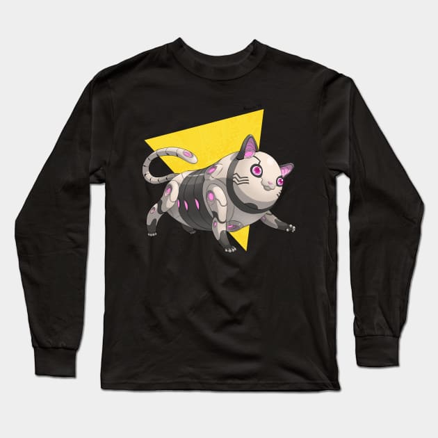 Cyborg Fat Cat Long Sleeve T-Shirt by Novanim